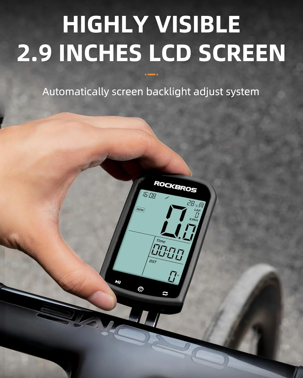 ROCKBROS M1 Wireless Bike Computer GPS 2.9-inch LCD Waterproof Fast Charging - Image 6