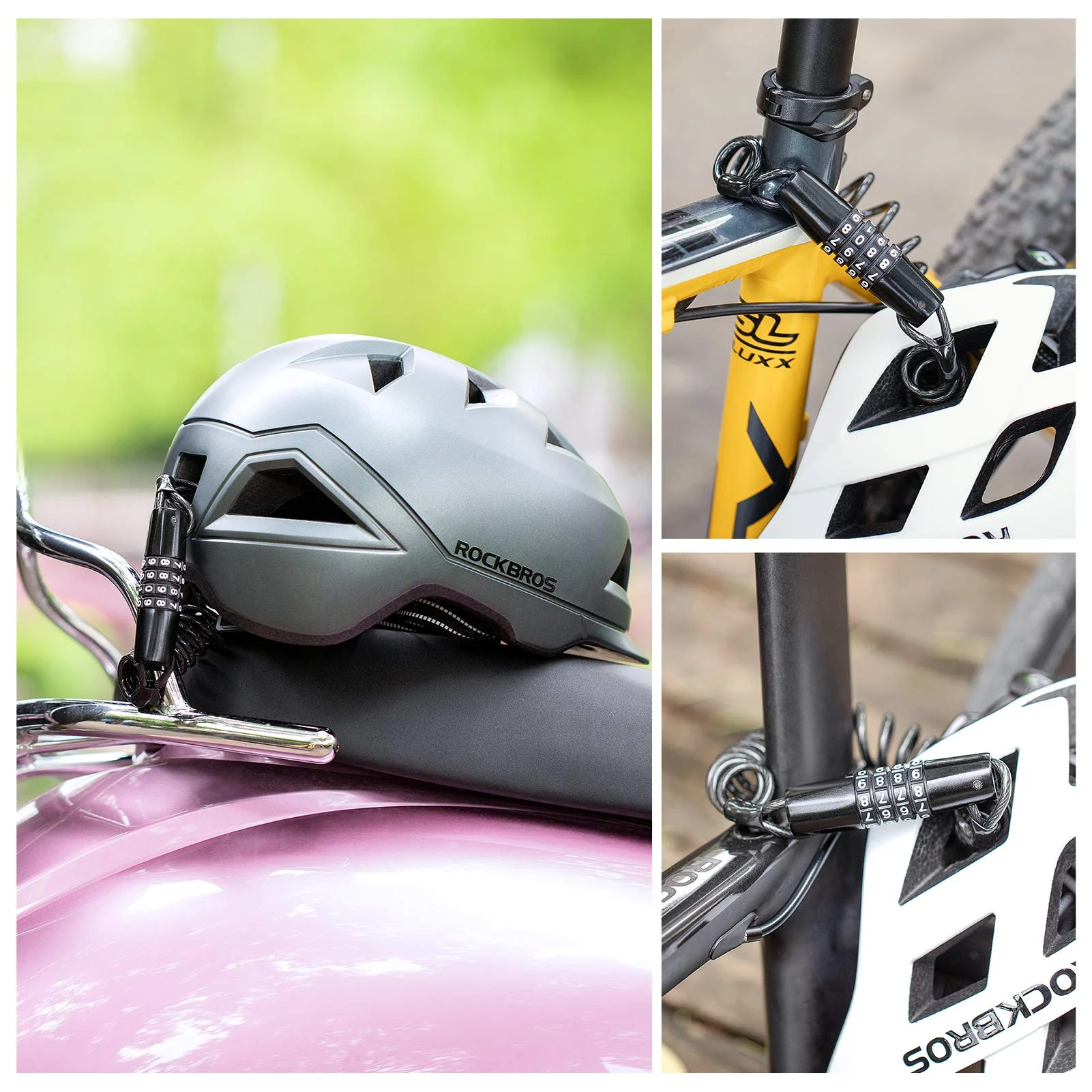 ROCKBROS Retractable Luggage Helmet Lock 4 Digit Little Black, 2Pcs - Image 6