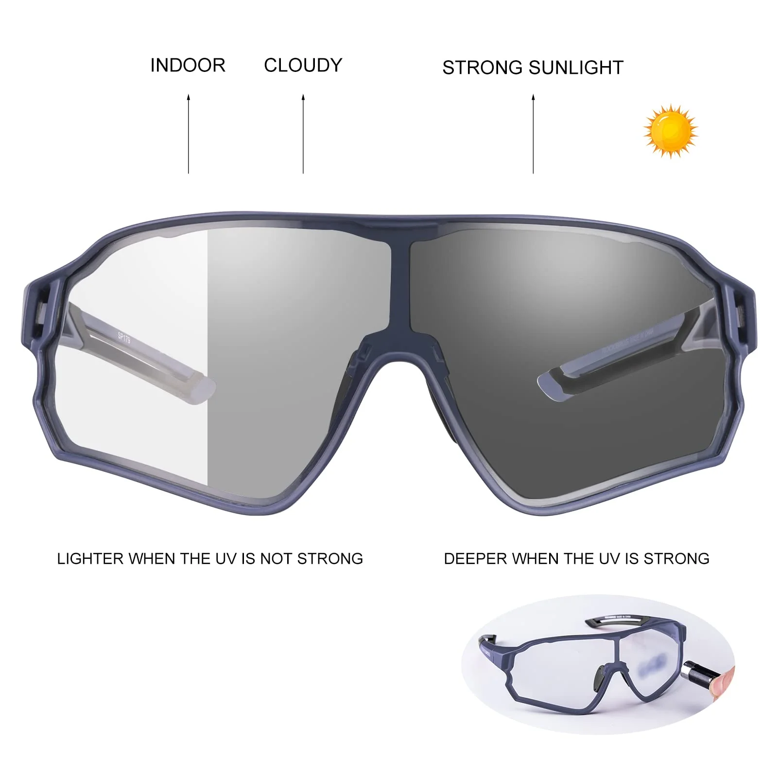 Thickened PC Lens Photochromic Sunglasses (UV400) - Image 15