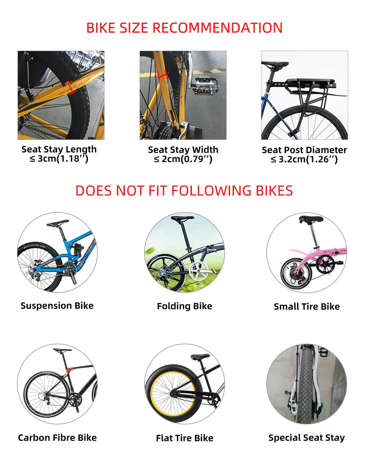 ROCKBROS Quick Release Rear Bike Cargo Rack, Adjustable for 26”-29” Mountain Bikes - Image 2
