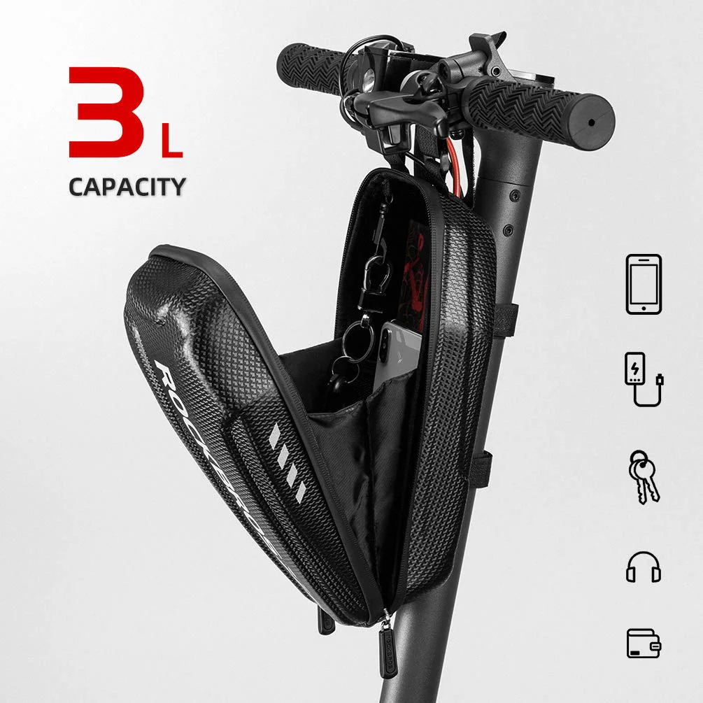 ROCKBROS Scooter Storage Bag Waterproof EVA Hard Shell Handlebar Bag for Scooters Folding Bikes - Image 3