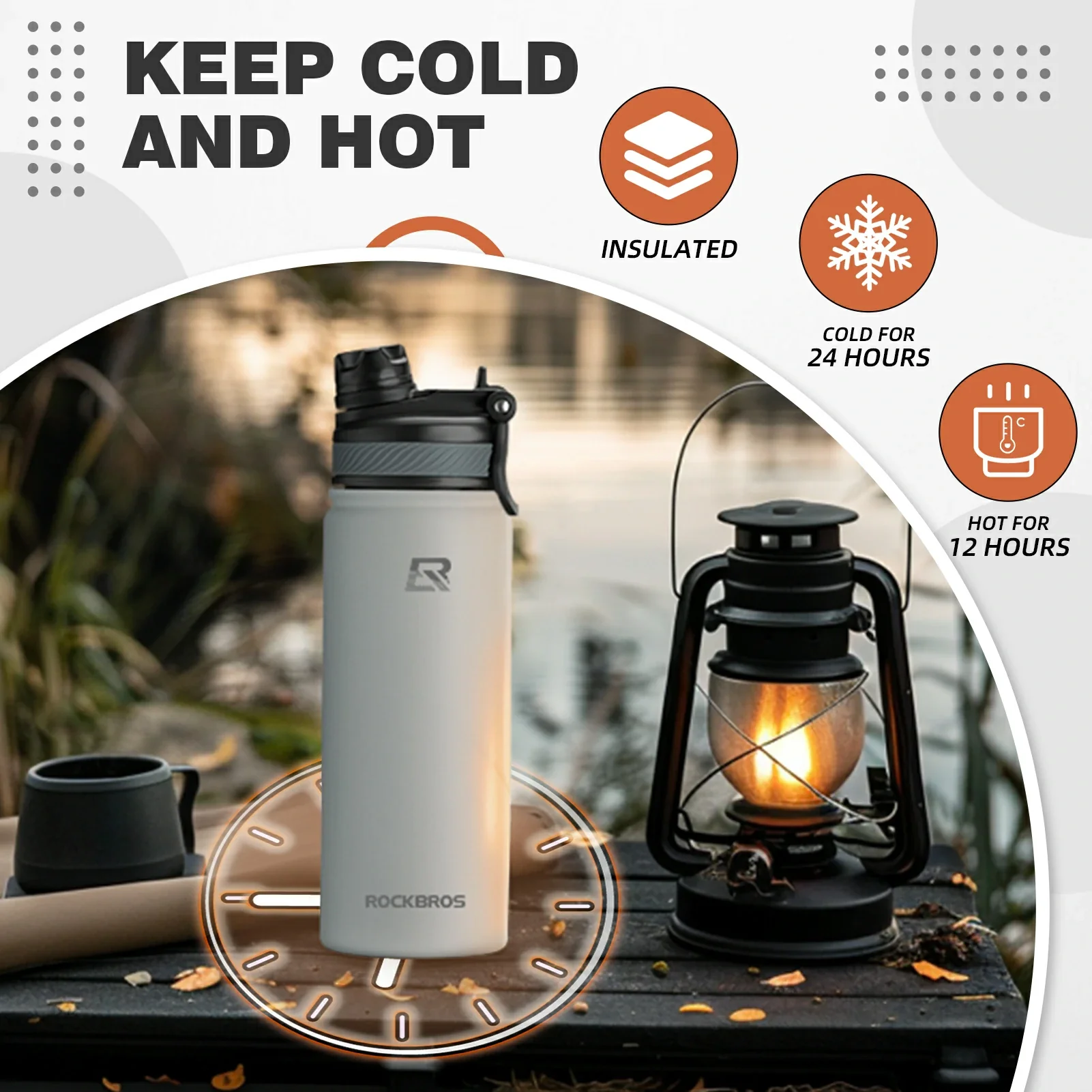 ROCKBROS Stainless Steel Insulated Water Bottle with Straw - Image 9