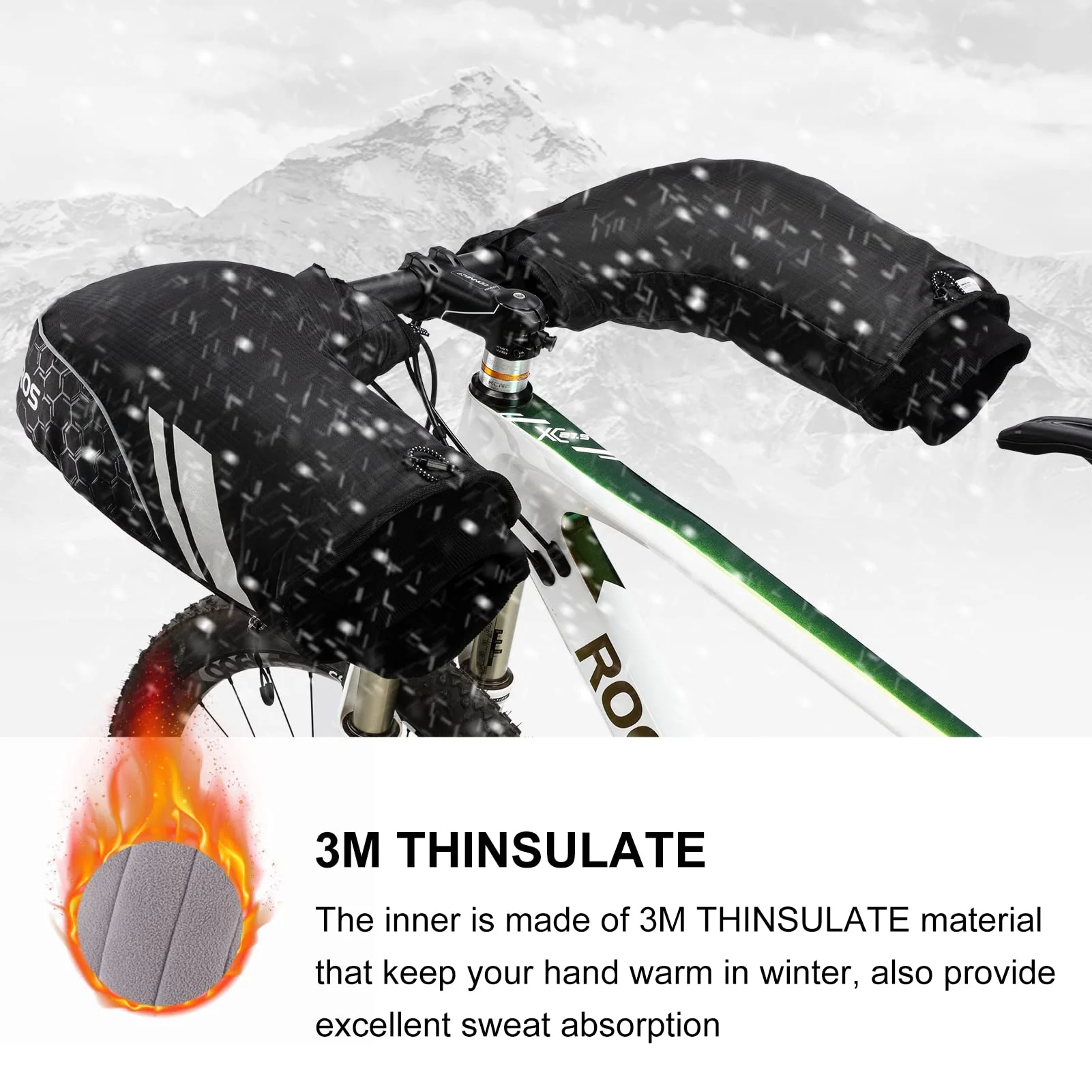 ROCKBROS Thinsulate Windproof Thermal Mountain Bike Handlebar Mittens - Image 2