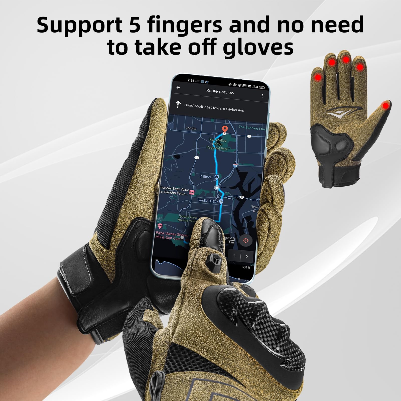 ROCKBROS Touchscreen Motorcycle Gloves, Full Finger Gear with Hard Carbon Fiber Shell - Image 3