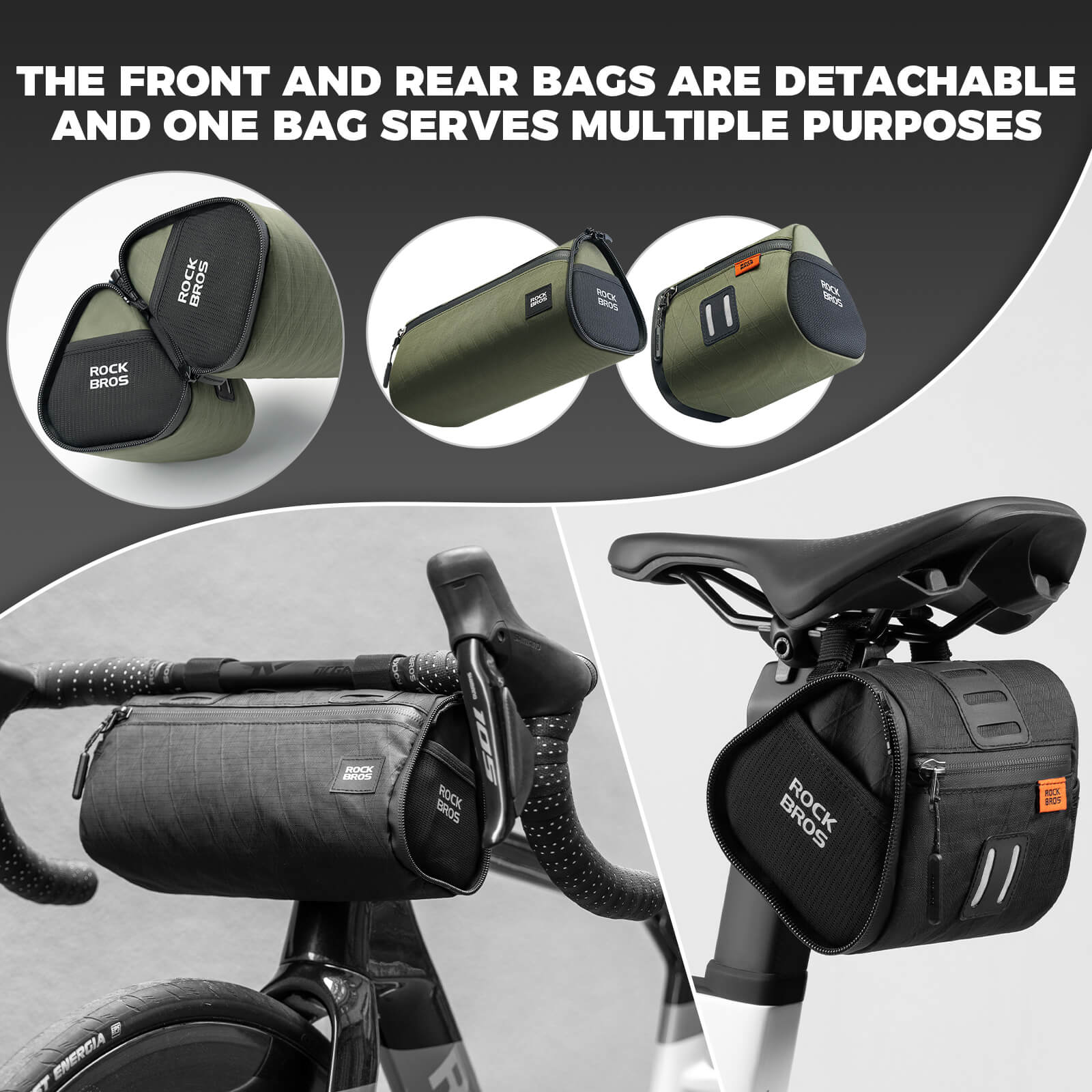ROCKBROS Versatile 2 in 1 Bike Bag Waterproof Handlebar Bag With Shoulder Strap - Image 11