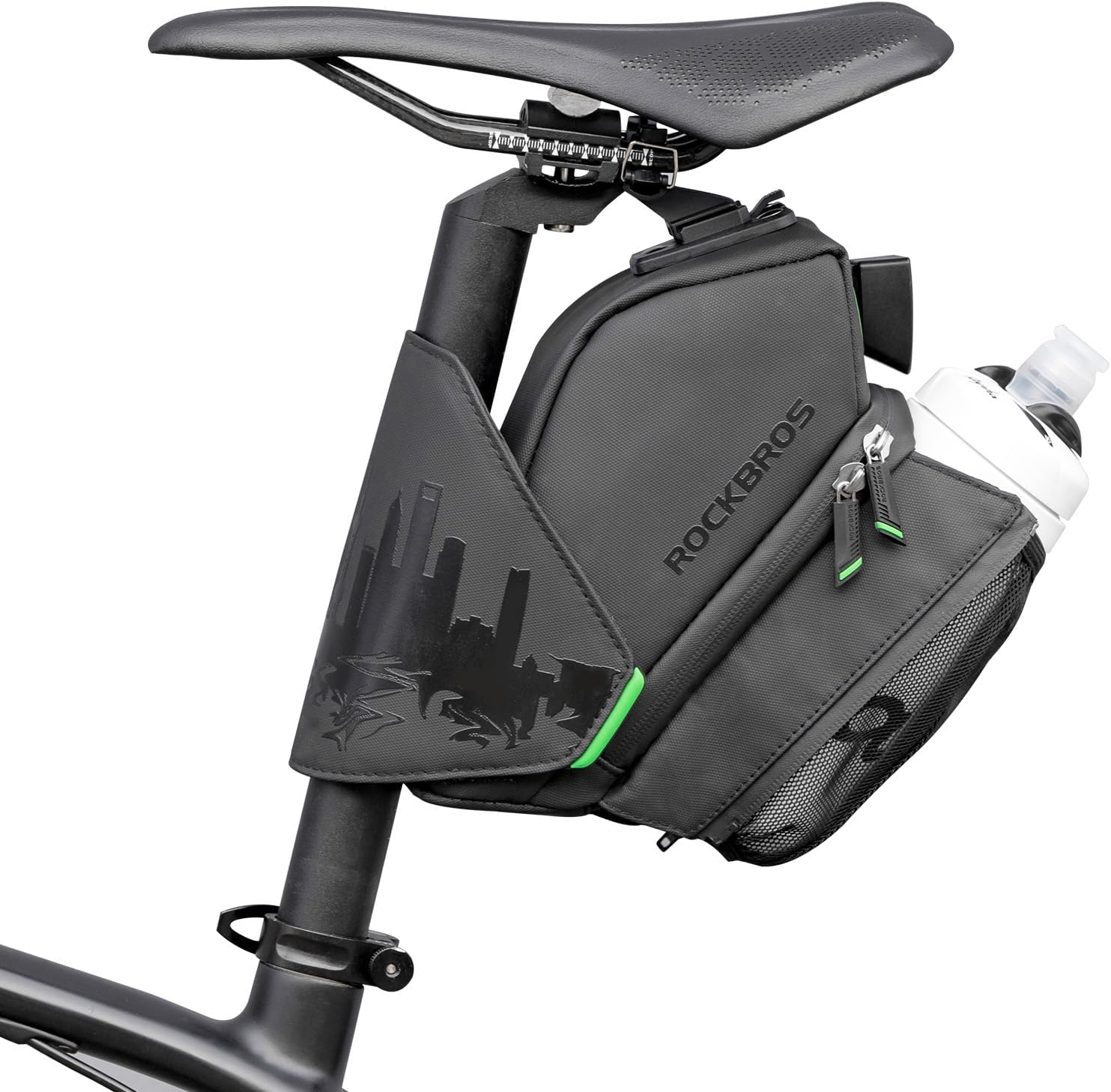 ROCKBROS Waterproof Bike Saddle Bag with Water Bottle Holder - Image 8