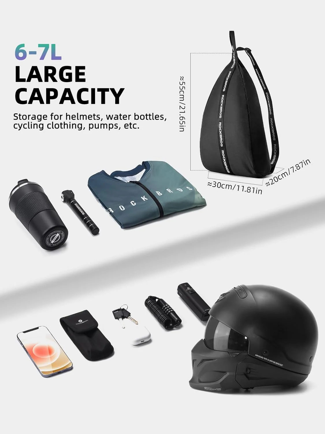 ROCKBROS Waterproof Motorcycle Helmet Backpack 7L Lightweight Storage Bag - Image 3