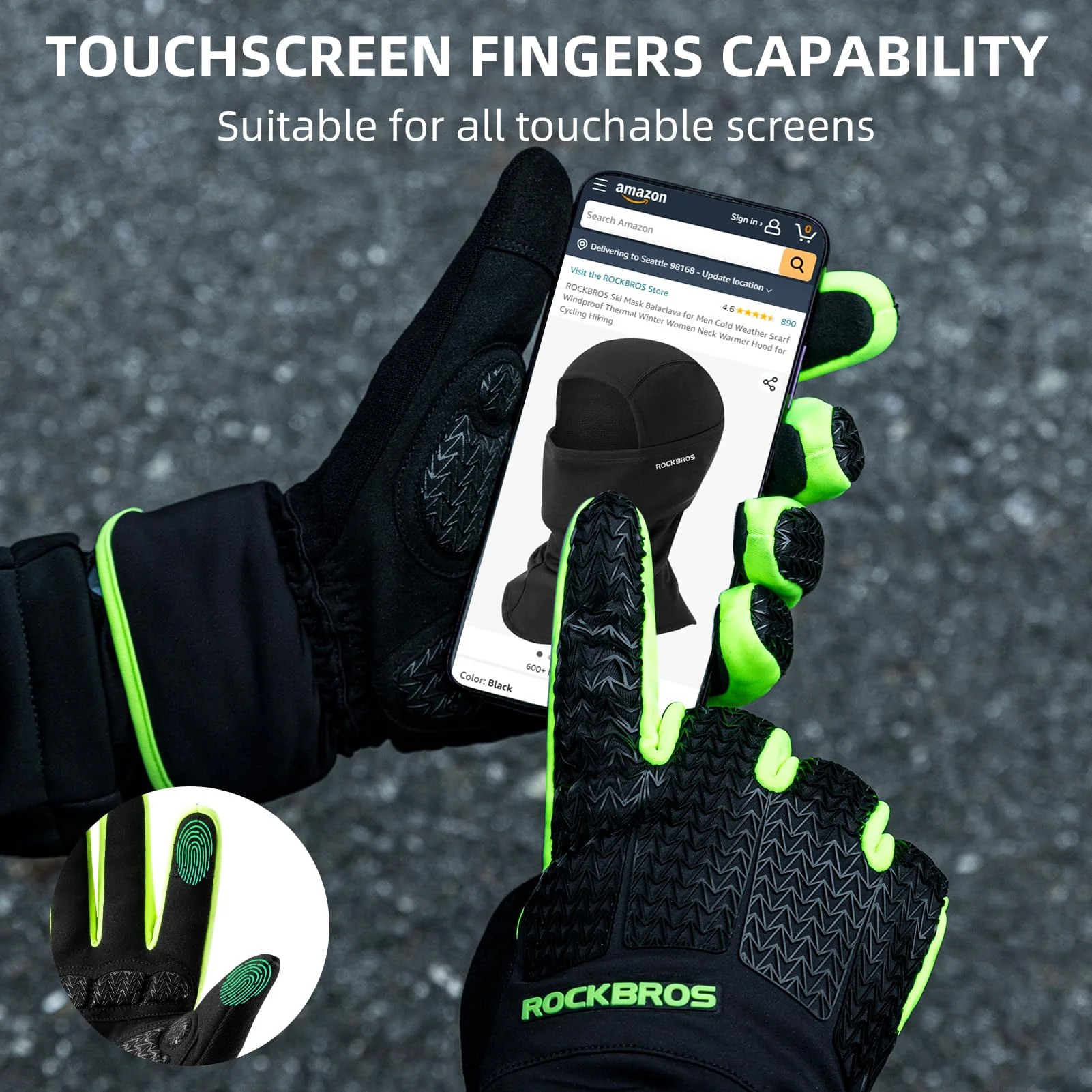 ROCKBROS Winter Cycling Gloves, Windproof Thermal Touchscreen Gloves for Men  Women - Image 5