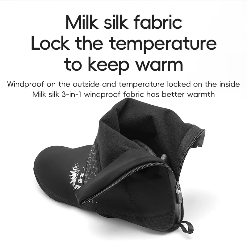 ROCKBROS Winter Cycling Shoe Covers, Thermal Windproof, Water-Resistant Overshoes - Image 4