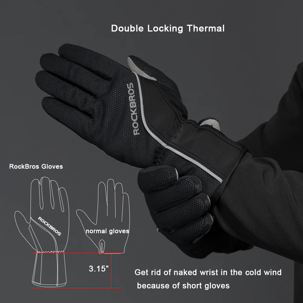 ROCKBROS Winter Gloves for Men Women Winter Cycling Gloves Windproof - Image 8