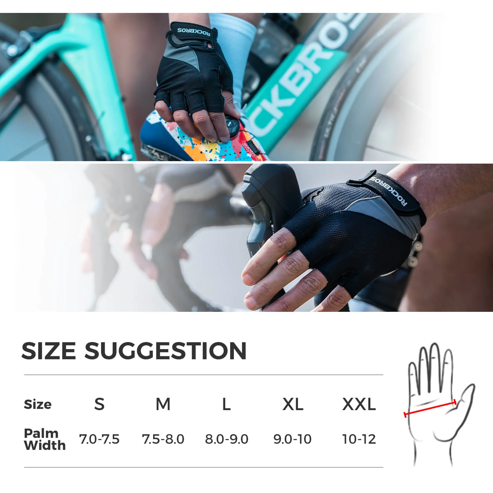 ROCKBROS Half-Finger Gel Padded Cycling Gloves Summer - Image 6