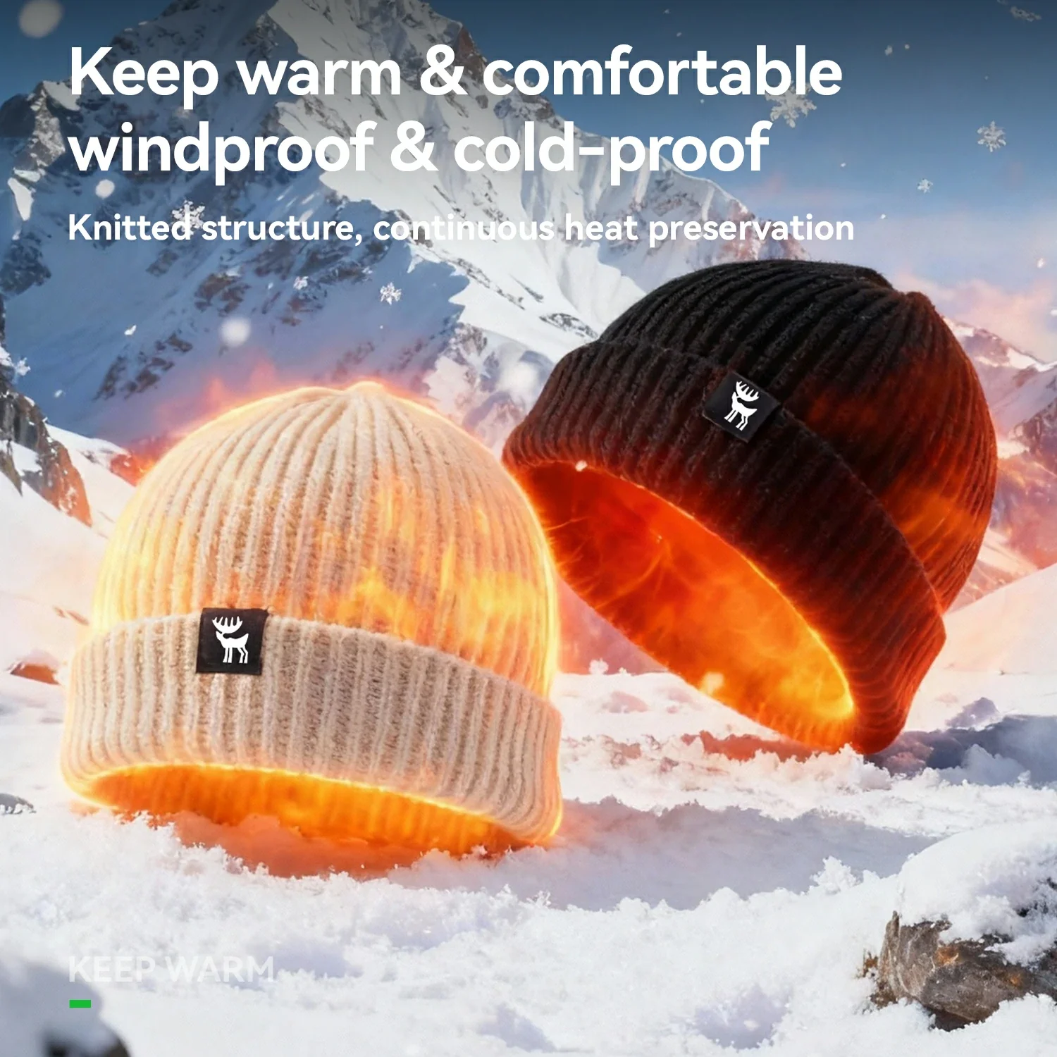 Slouchy Knit Beanie for Men Women Warm Knitted Winter Hat - Image 7