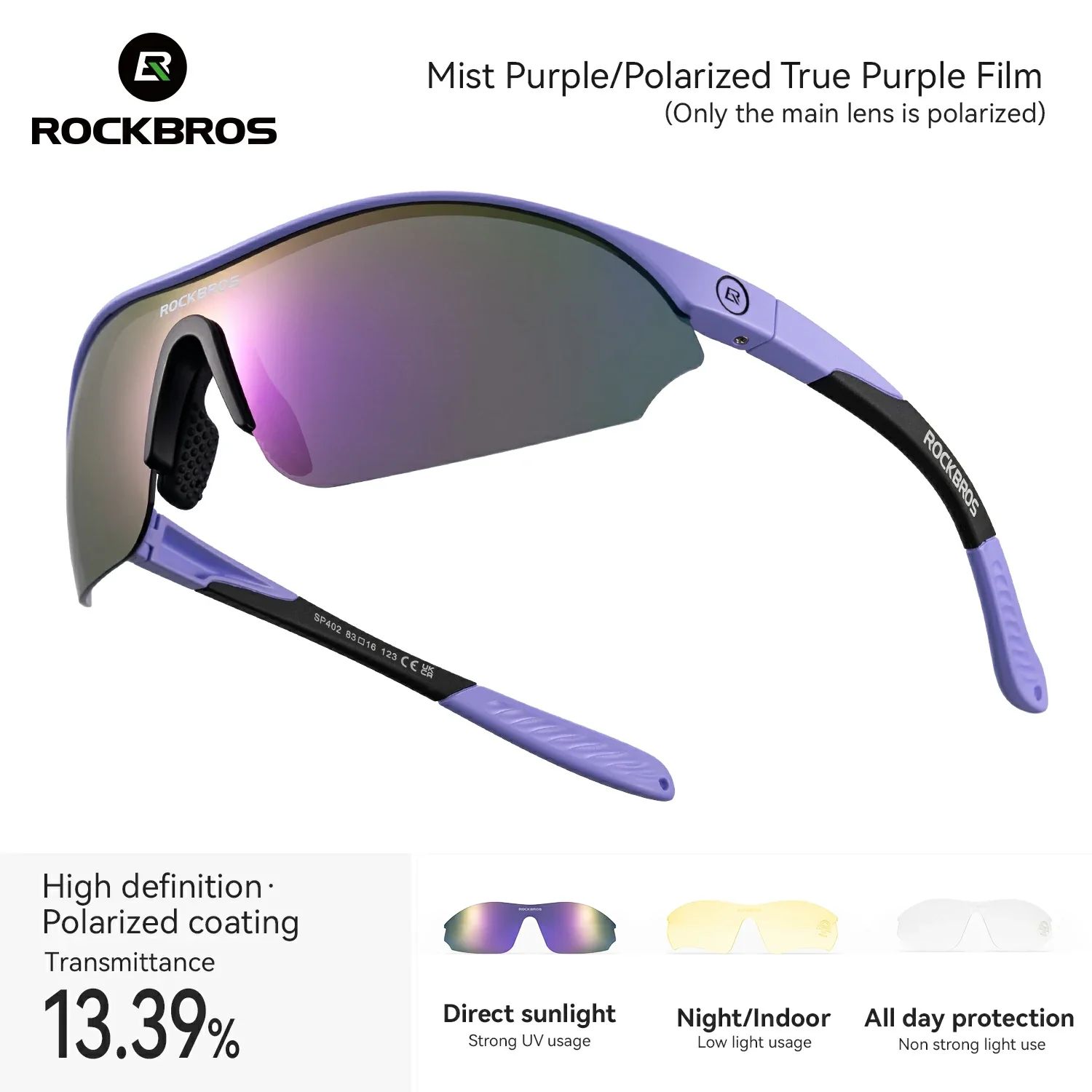 SP402 Polarized Glasses 3 Replaceable Lenses UV400 - Image 2
