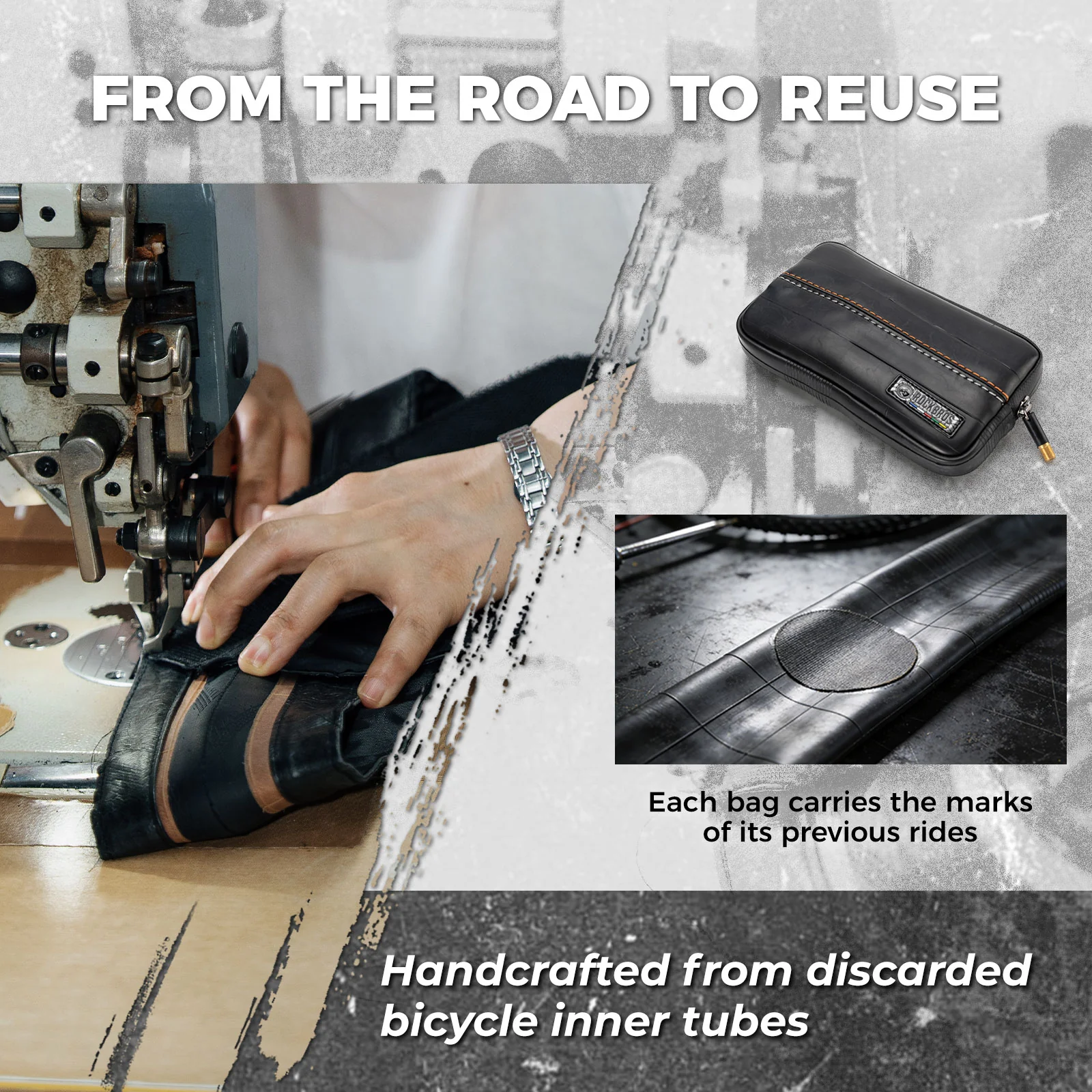 Sustainable Eco-Friendly Recycled Tire Bike Wallet 0.4L ROAD TO SKY - Image 4