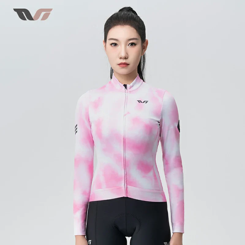 TVI Cycling Jersey Fleece Long Sleeve for 41–68 °F-Fantasy Pink - Image 4