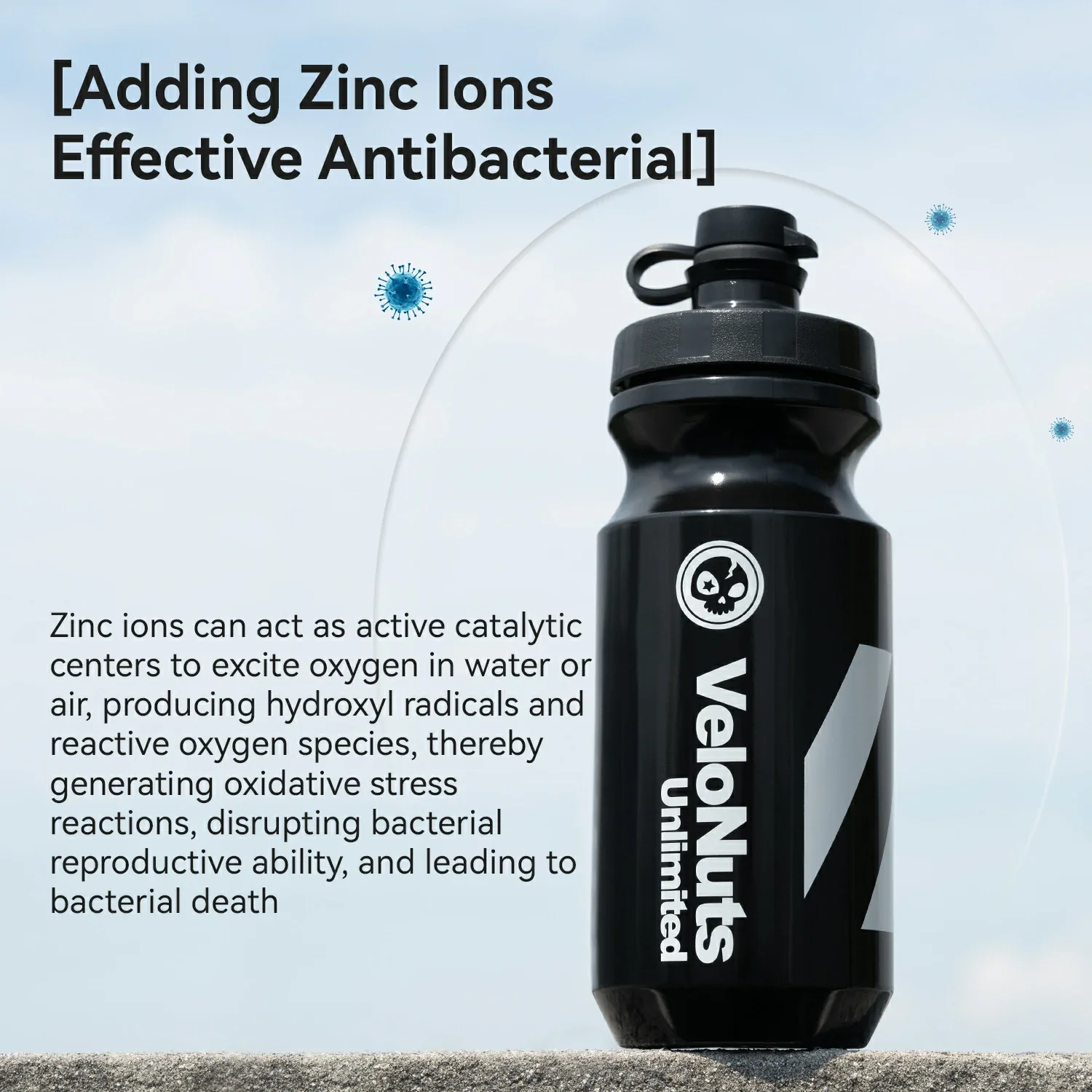 VeloNuts Cycling Water Bottle Antibacterial - Image 2
