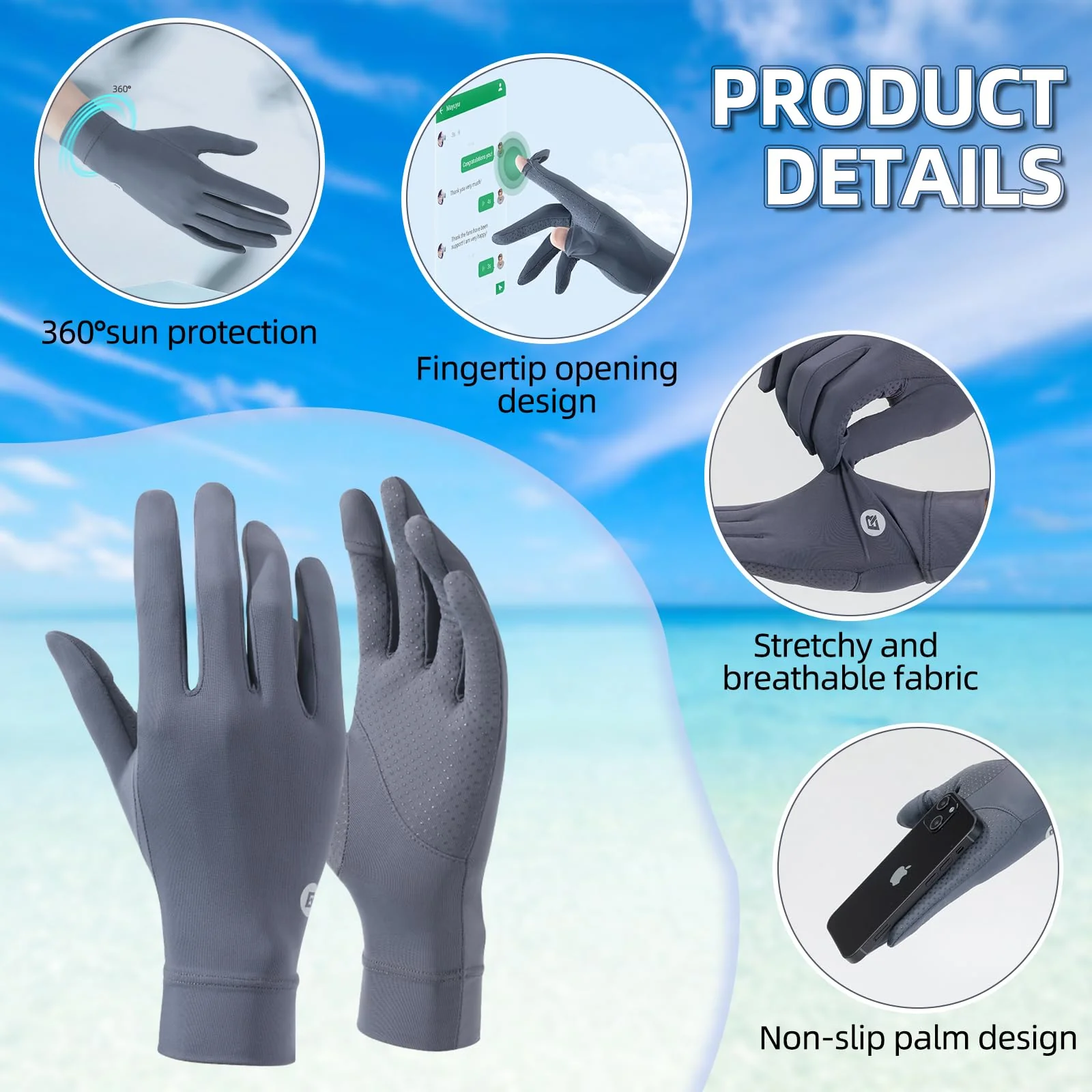 Women’s Sunscreen Gloves Anti-Skid Ice Silk Gloves - Image 5