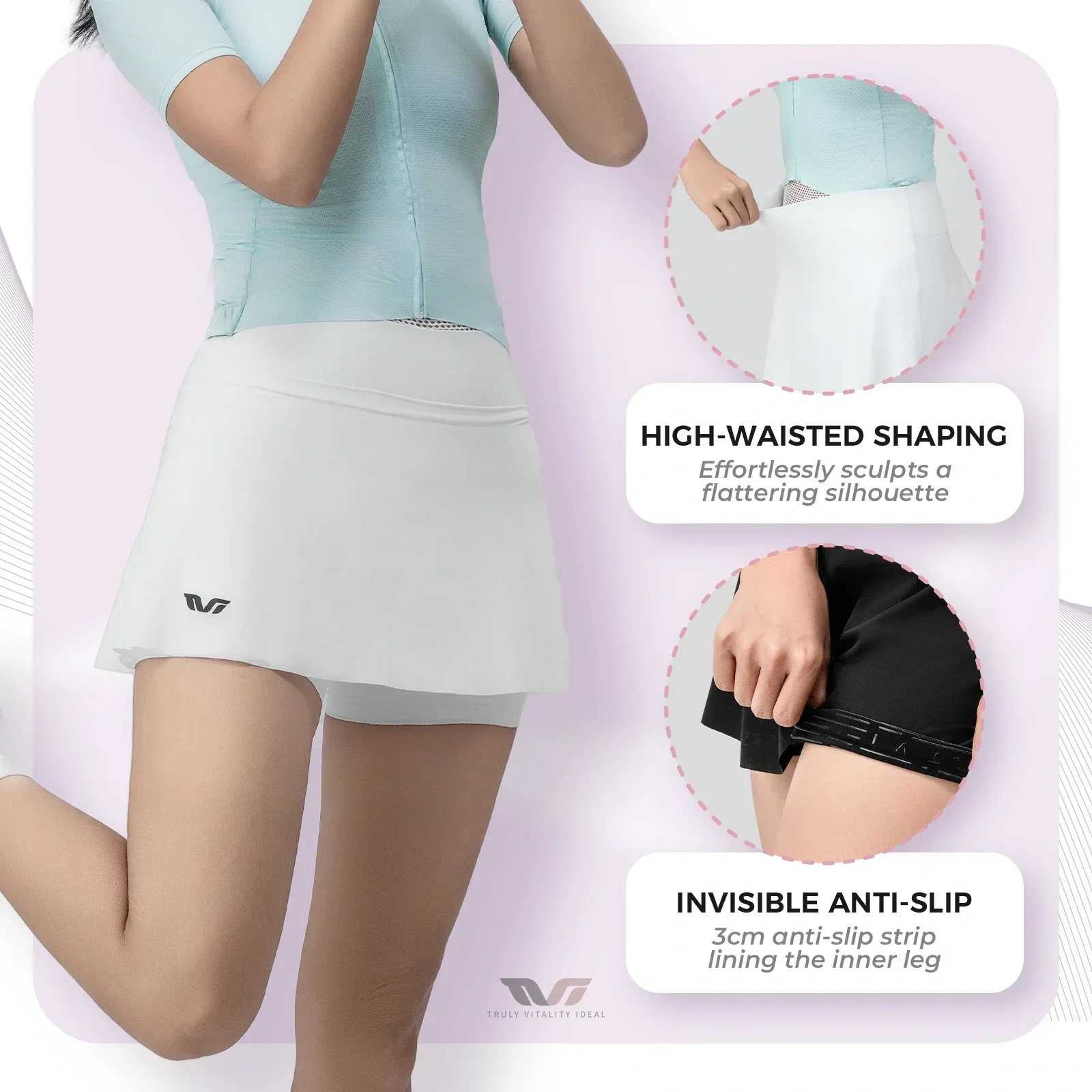 TVI Women's Bike Skort High Waist Breathable for 68°F–95°F - Image 8