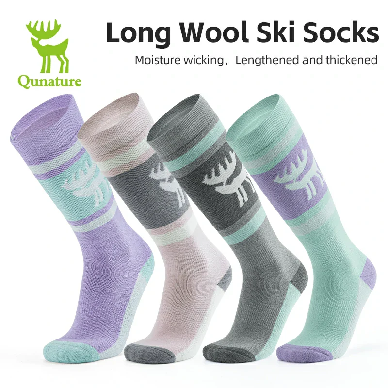 Qunature Wool Ski Socks Winter Warmth Shock Absorption for Skiing Comfort - Image 12